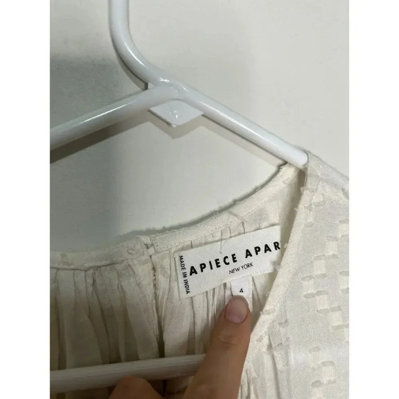 Apiece Apart Dress Womens 4 Sofie Cream Textured Midi Peasant Boho Lightweight - Picture 7 of 14